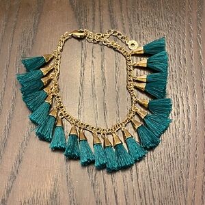 Gold and Green Tassel Bracelet
